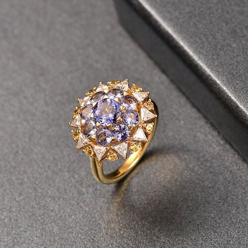 D Joy Tansanit Ring 925 Silber 750 Gelbgold Vermeil (Größe 17.00) (10-15 Werktage Lieferzeit) ca. 4.28 ct image number 1