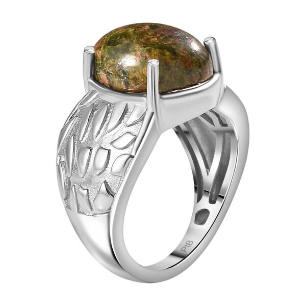 Unakite Ring, Silberton, (Größe 18.00) ca. 6.78 ct image number 5