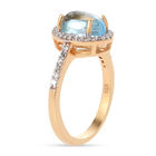 Blau Topas und Zirkon Ring 925 Silber vergoldet  ca. 3,16 ct image number 4