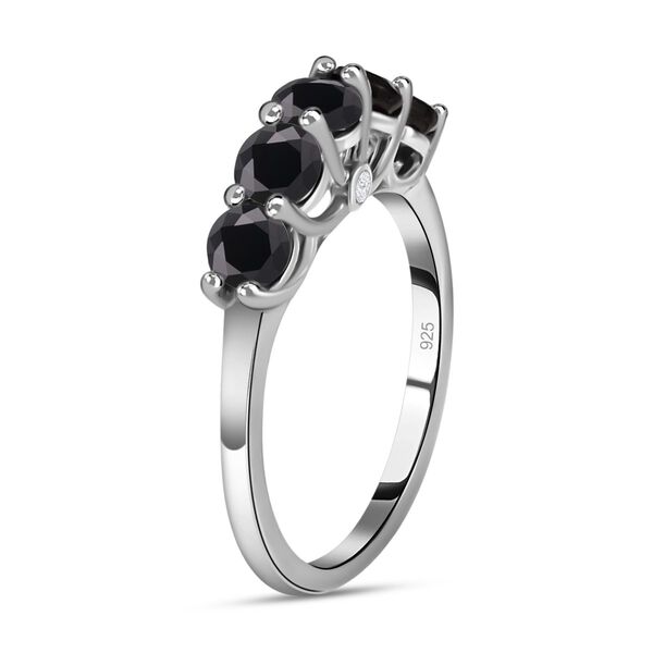 Elite Shungit, weißer Zirkon Ring, 925 Silber platiniert, ca. 0.88 ct image number 5