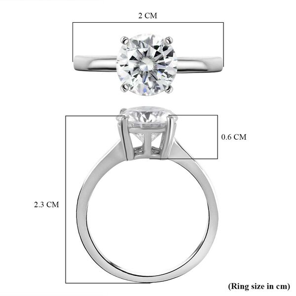 VS Moissanit Ring 925 Silber Platiniert (Gr&ouml;&szlig;e 17.00) ca. 2,06 ct image number 5