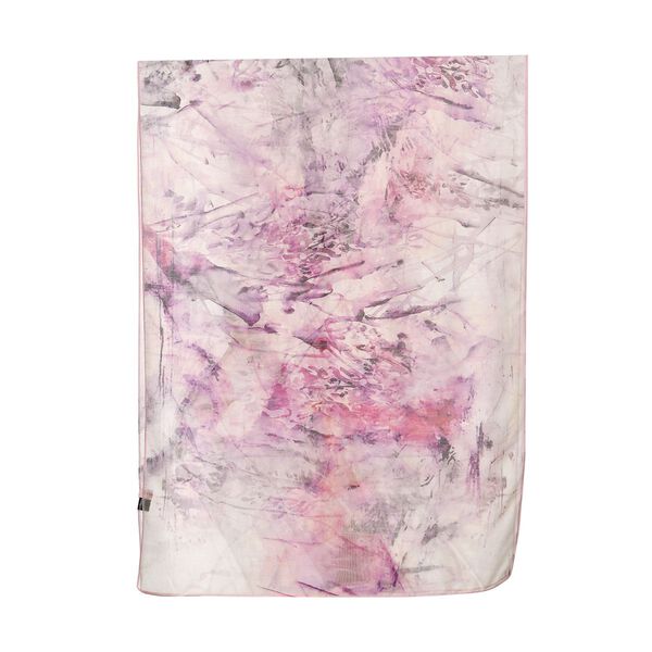 LA MAREY - Luxuriöser Floral-Print Schal, Merinowolle und Maulbeerseide, braun image number 2