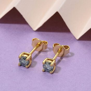 D'Joy blaue Moissanit Ohrringe, 925 Silber vergoldet - 0,60 ct.