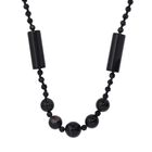 Schwarzer Spinell, Schwarzer Achat Halskette ca. 50 cm Edelstahl rhodiniert