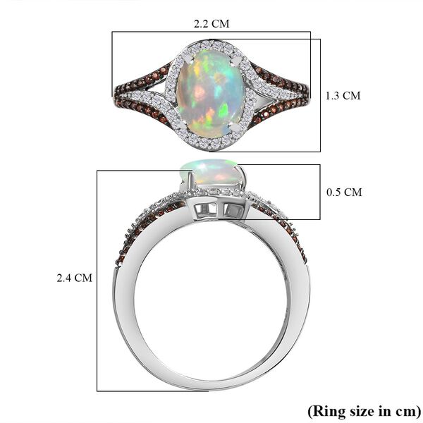 AA Natürlicher, äthiopischer Welo Opal, Champagner und weißer Zirkon-Ring - 2,27 ct. image number 7