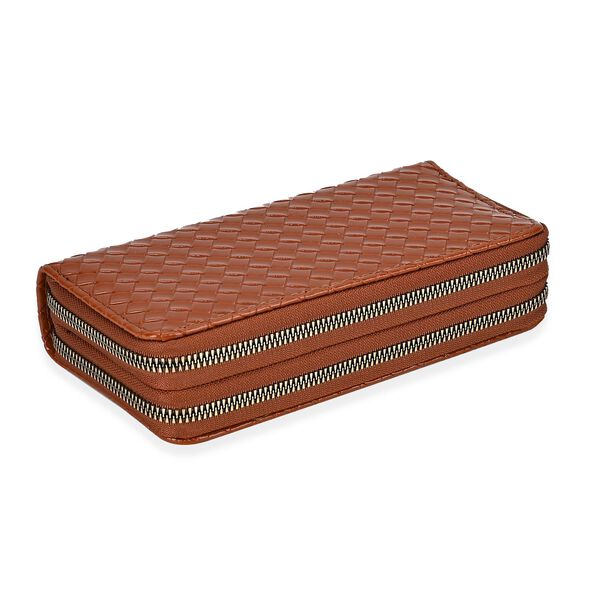 Elegantes RFID-Schutz Brieftasche in Braun mit gepr&auml;gtem Webmuster image number 5