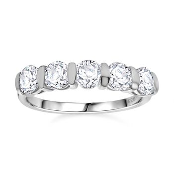 Moissanit Ring, 925 Silber rhodiniert - 1,13 ct.