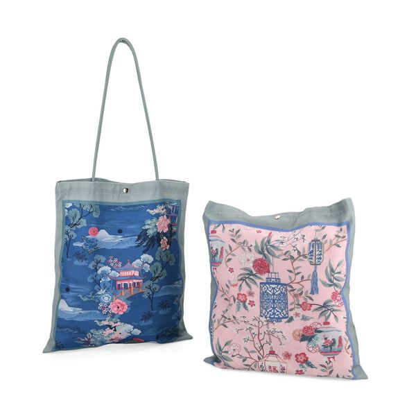 2er-Set Einkaufstaschen mit k&uuml;nstlerischem Muster, 34x40 cm, Hellgr&uuml;n