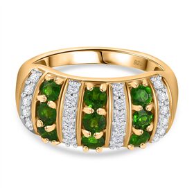 Natürlicher Chromdiopsid und Zirkon-Ring - 1,66 ct.