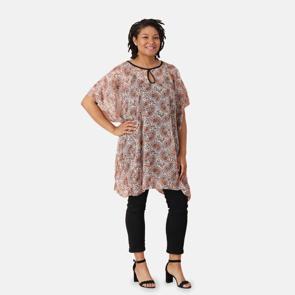 Chiffon Top, Paisleymuster, Einheitsgr&ouml;&szlig;e, braun