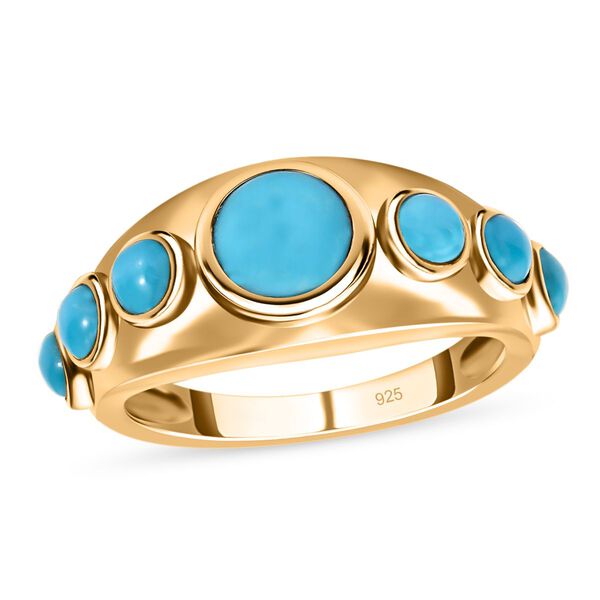 Amerikanischer, nat&uuml;rlicher Sleeping Beauty T&uuml;rkis Ring, 925 Silber vergoldet (Gr&ouml;&szlig;e 16.00) ca. 1.52 ct image number 4