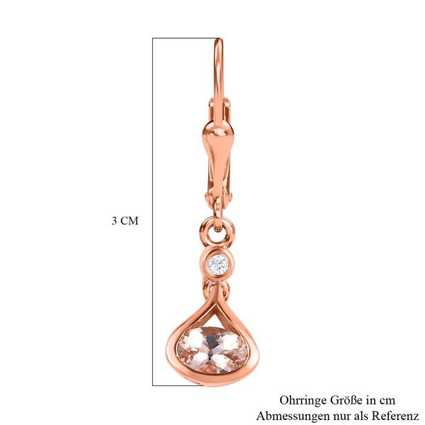 Marropino Morganit, Wei&szlig;er Zirkon Ohrringe, 925 Silber Ros&eacute;gold Vermeil ca. 0.98 ct image number 5