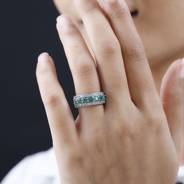 Kagem sambischer Smaragd und Zirkon-Ring - 2,04 ct. image number 3