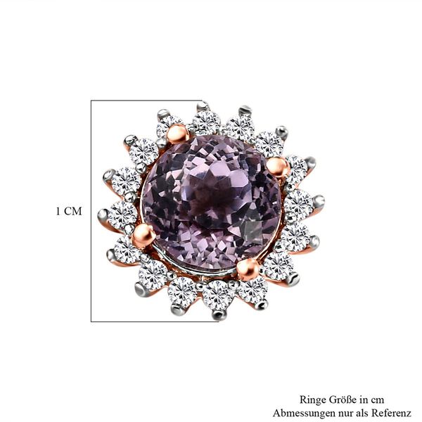 Kunzit und wei&szlig;e Zirkon Ohrringe, 925 Silber Ros&eacute;gold Vermeil ca. 2.70 ct image number 6