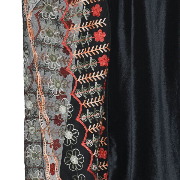 TAMSY - Kimono aus Samt mit Blumenstickerei, Einheitsgröße Schwarz image number 5