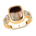 Zimbaprase und weißer Zirkon Ring, 925 Silber Gelbgold Vermeil (Größe 17.00) ca. 4,00 ct image number 3