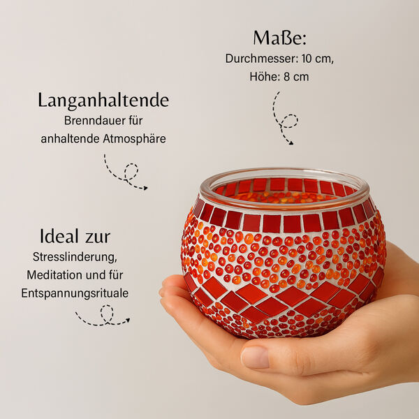 Handgefertigte Mosaikglas mit Sojawachs-Duftkerze, 36 Std. Brenndauer, 8ml natürliches Öl, Lavendel image number 4