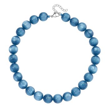 Simulierte Apatit blaue Katzenauge Halskette, 45+5cm - 340 ct.