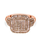 Nat&uuml;rlicher Champagner Diamant Ring, 925 Silber Ros&eacute;gold Vermeil (Gr&ouml;&szlig;e 19.00) ca. 1.00 ct