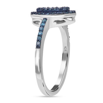 Blauer Diamant Ring, 925 Silber platiniert (Gr&ouml;&szlig;e 18.00) ca. 0.50 ct