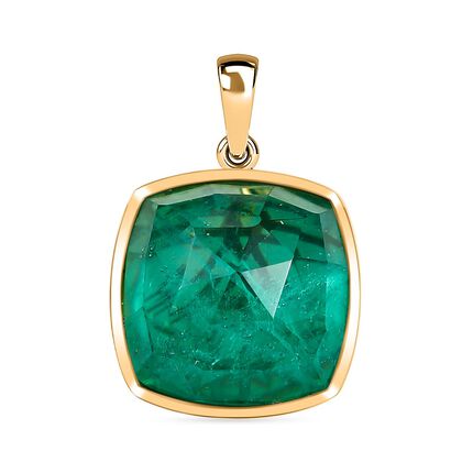 D'Joy Smaragd-Quarz Triplette Anh&auml;nger 925 Silber ca. 19.16 ct