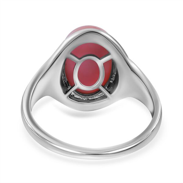 AA Natürlicher Rosa Königsmuschel Perle, Weißer Zirkon Ring 925 Silber rhodiniert (Größe 17.00) image number 3