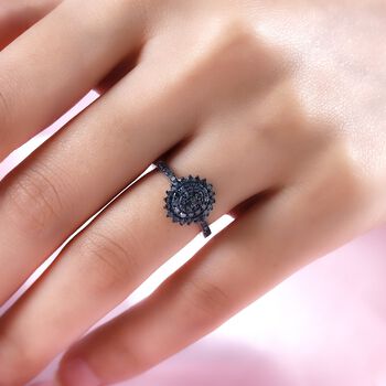 Blauer Diamant-Ring, 925 Silber platiniert  ca. 0,50 ct