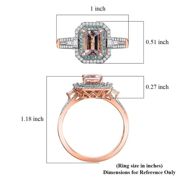 LUXORO zertifiziert und gepr&uuml;ft AAA Rosa Morganit, Paraiba Turmalin und Diamant Ring in 585 Ros&eacute;gold - 1,87 ct. image number 5