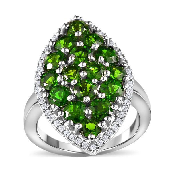 Nat&uuml;rlicher Chromdiopsid-Ring, 925 Silber platiniert (Gr&ouml;&szlig;e 17.00) ca. 4.54 ct image number 4