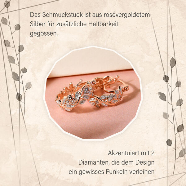 ALLORO ros&eacute;vergoldete Silber-Creolen mit Diamantakzenten image number 7