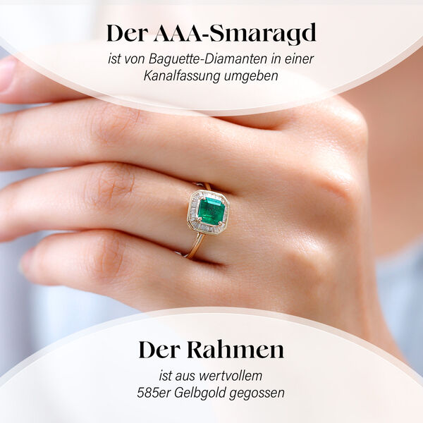 AAA Kagem sambischer Smaragd und Diamant-Ring in 585 Gold - 1,34 ct. image number 2