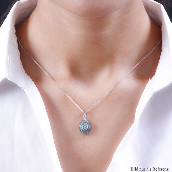 Alexandrit Cluster Halo Anh&auml;nger mit Kette in Silber image number 2