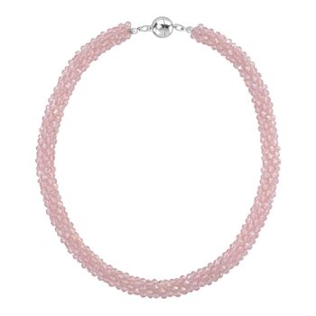 2er Set - Rosa Kristall Halskette und Armband, flexibel