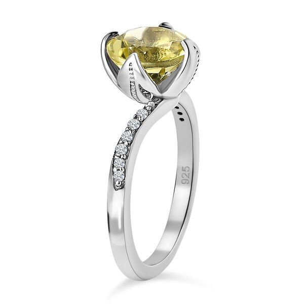 Ouro Verde-Quarz, wei&szlig;er Zirkon Ring, 925 Silber platiniert (Gr&ouml;&szlig;e 18.00) ca. 1.90 ct image number 5