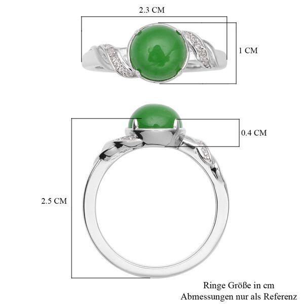 Gr&uuml;ner Jade und wei&szlig;er Zirkon-Ring, 925 Silber rhodiniert  ca. 2,69 ct image number 7