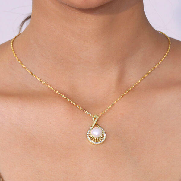 EVER TRUE S&uuml;&szlig;wasser Perle (9-9.5 mm), Wei&szlig;er Zirkon Schmuckset ca. 50 cm image number 2