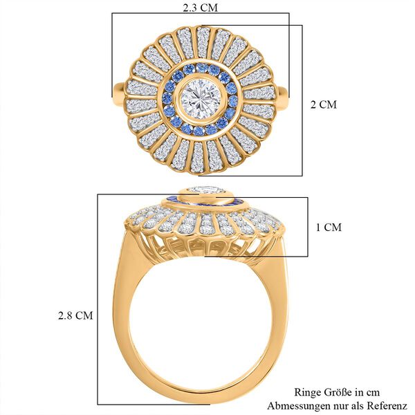 J Francis gefertigt mit SWAROVSKI- Blauer und wei&szlig;er Swarovski Zirkonia Ring image number 8