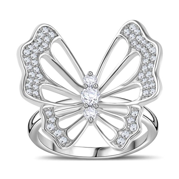 GP Italian Garden Kollektion- Wei&szlig;er Diamant und blauer Saphir-Ring, 925 Silber rhodiniert - 0,51 ct, image number 4