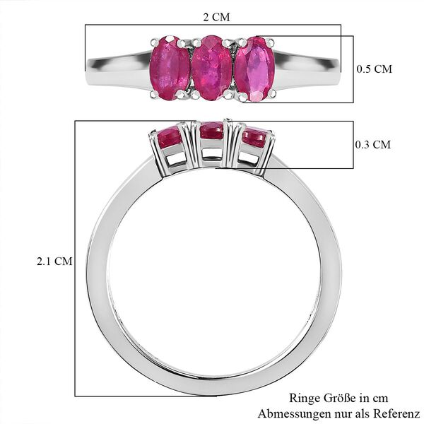 Afrikanischer Rubin (Fissure gef&uuml;llt) Ring, 925 Silber platiniert (Gr&ouml;&szlig;e 19.00) ca. 1.04 ct image number 7