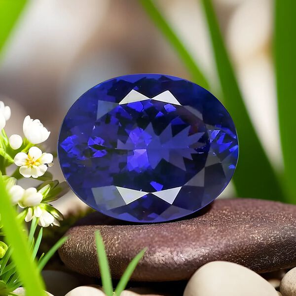 AAAA Tansanit ungefasster Edelstein, Oval- und Facettenschliff - 24,92 ct. image number 2