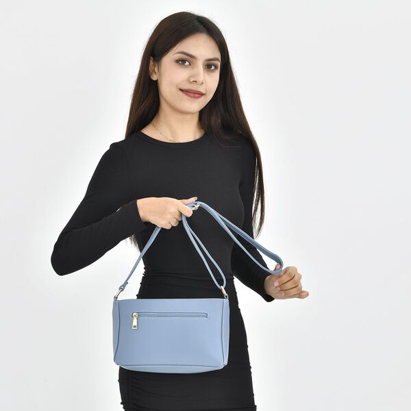 Schultertasche aus Kunstleder, blau image number 3