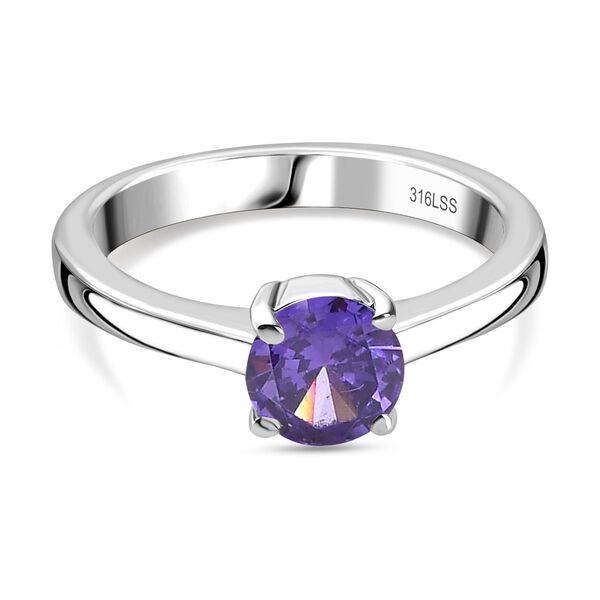 2er Set - Tansanit Zirkonia Anhänger mit Kette und Ring (Größe 18.00), Edelstahl image number 4