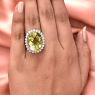 Ouro Verde-Quarz und Zirkon Ring 925 Silber platiniert (Größe 16.00) image number 2
