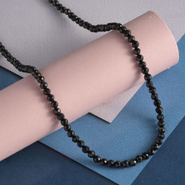 Schwarze Spinell Halskette, ca. 45 cm, 925 Silber ca. 42,70 ct image number 2