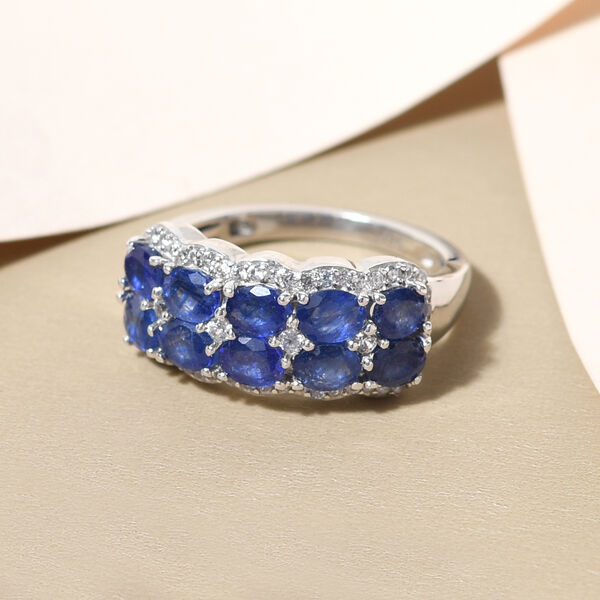 Masoala Saphir und Zirkon-Ring, 925 Silber platiniert, 3,30 ct. image number 2