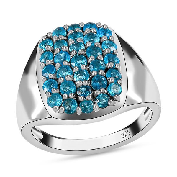 Neon Apatit Ring, 925 Silber platiniert, (Gr&ouml;&szlig;e 18.00) ca. 1.42 ct image number 4