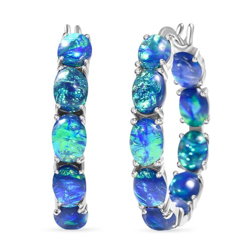 Blaue simulierte Opal-Inside-Out-Creolen image number 0