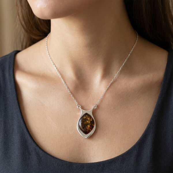 Nat&uuml;rlicher Bernstein Halskette ca. 45 cm 925 Silber image number 2