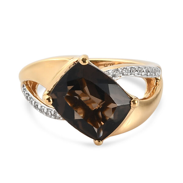 Rauchquarz und Zirkon-Ring, 925 Silber vergoldet  ca. 3,94 ct image number 0