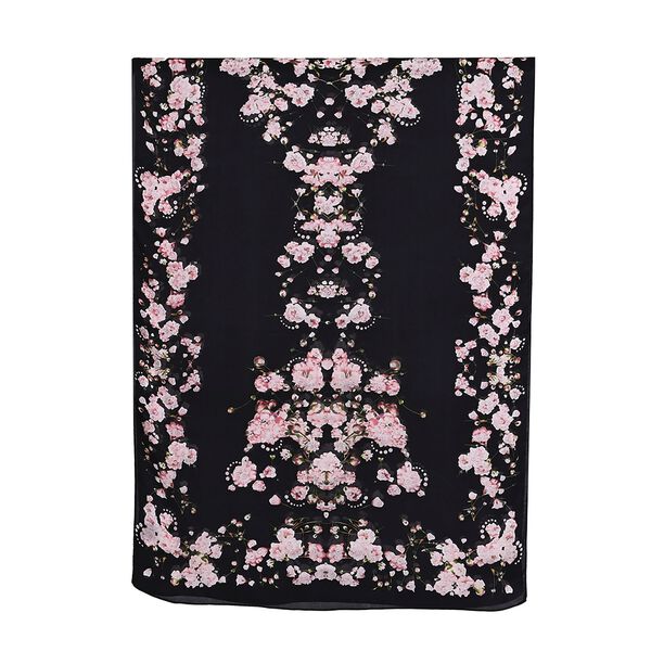 LA MAREY Signature Seidenschal aus 100% Maulbeerseide, 55 x 170 cm, Schwarz Floral image number 6